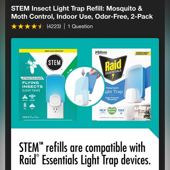 STEM Insect Light Trap Refill: Mosquito & Moth Control, Indoor Use, Odor-Free - Picture 4 of 6